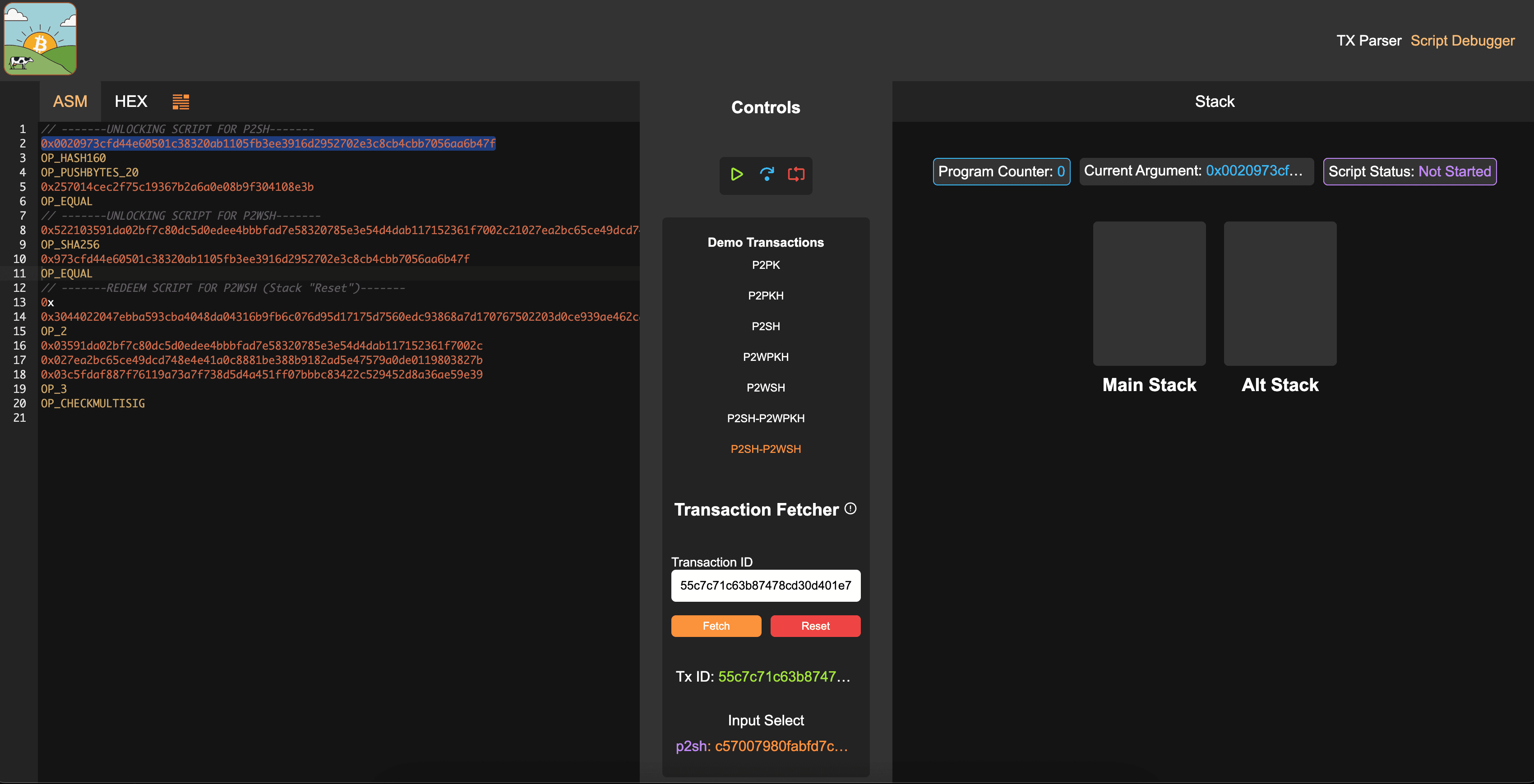 Bitcoin Script Debugger