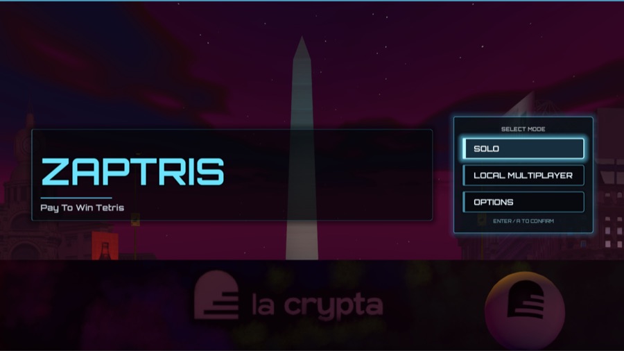 Screenshot of the Zaptris title screen